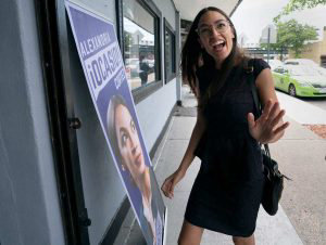 Democratic congressional candidate Alexandra Ocasio-Cortez holds a campaign rally