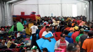 Central American migrants - mostly Hondurans-  taking part in a carav