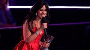 US-Cuban singer Camila Cabello speaks after winning the Best Song awa