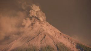 A view of the Fuego Volcano erupting