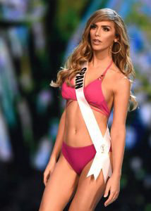 Angela Ponce of Spain competes in the swimsuit competition during the