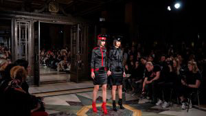 Models present creations from British designer Pam Hogg during her 20