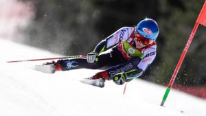 US Mikaela Shiffrin competes in the Women's Super G race during the F