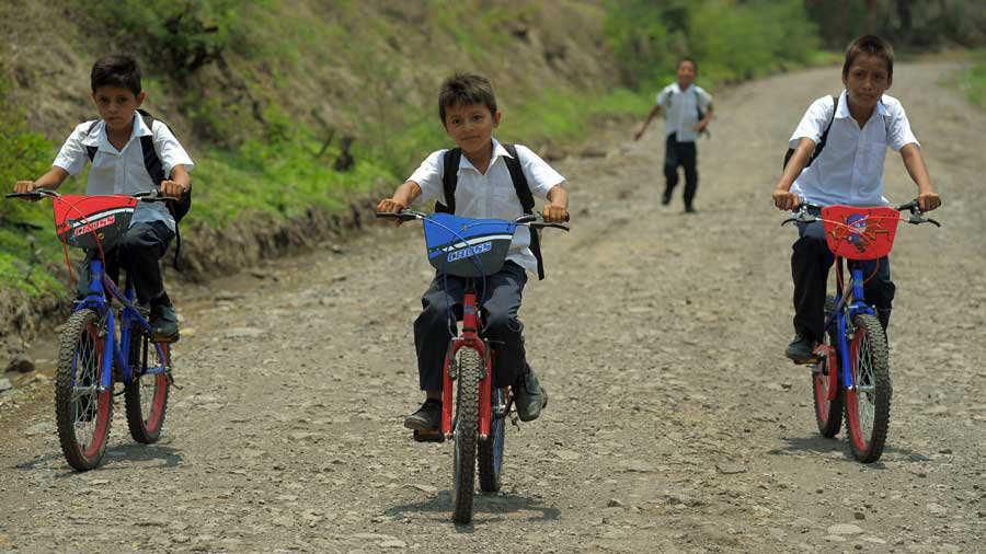 Historia de niños que recorren alrededor de 4 kilómetros para llegar de su casa a la escuela y viceversa.