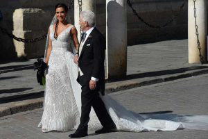 Spanish tv presenter Pilar Rubio arrives at the Cathedral of Seville