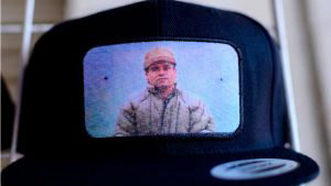 A cap bearing the image of Mexican drug lord Joaquin 