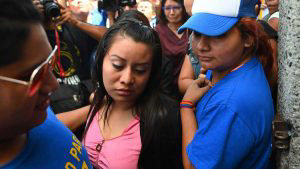 Salvadorean rape victim Evelyn Hernandez arrives at Ciudad Delgado's