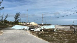 Debris left by Hurricane Dorian litters Grand Bahama International Ai