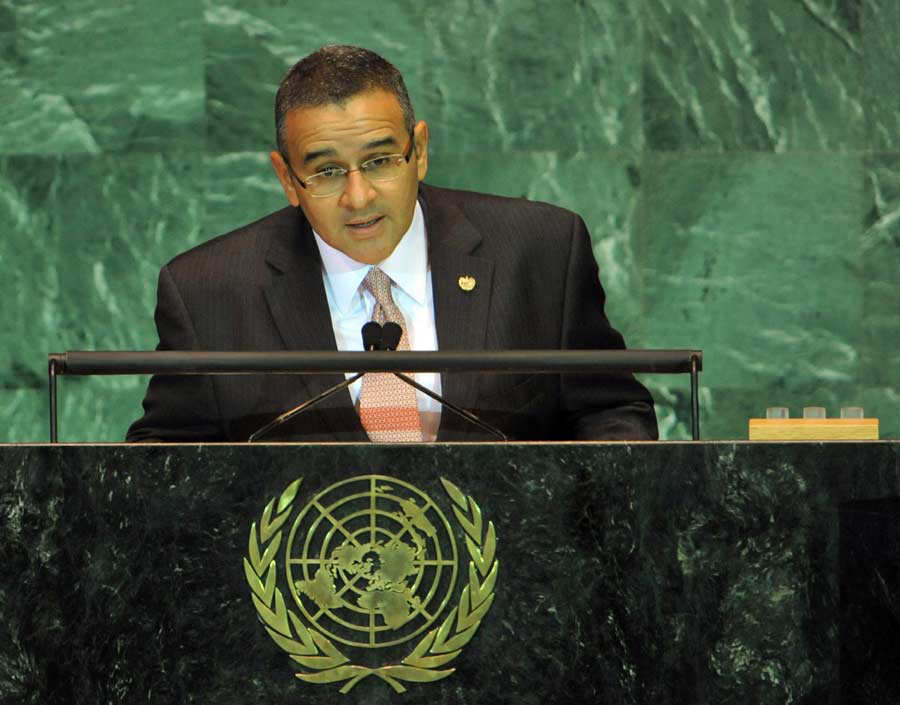 El presidente de El Salvador, Mauricio Funes, el 23 de septiembre de 2009, durante los debates de la 64 Asamblea General de la ONU  en la sede de las Naciones Unidas en Nueva York Foto EFE/JASON SZENES