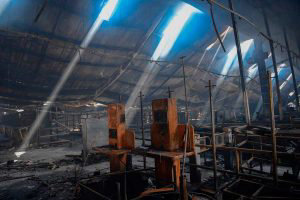 View of 'Lider' supermarket a day after it was burned during mass pro