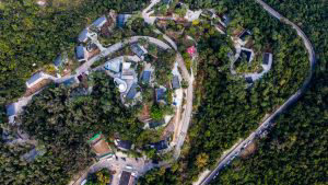 TOPSHOT - An aerial view shows the Lady MacLehose Holiday Village