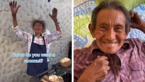 Al borde de las lágrimas... vendedor de cocos salvadoreño conmueve el corazón de TikTok y recibe una casa
