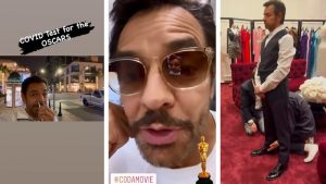 VIDEO. Entre examen de covid-19 y pruebas de vestuario a medianoche, así se prepara Eugenio Derbez para sus primeros Óscar