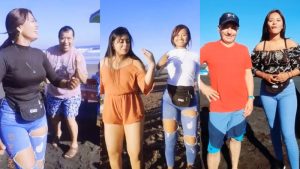 VIDEO. Turistas del Majahual se alborotan con Estefany, la bella minutera