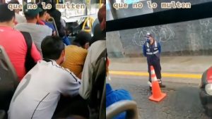Perú: Pasajeros se arrodillan en autobús para evitar que multen a conductor