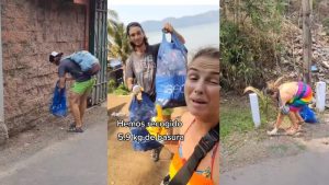 "Gran ejemplo para los salvadoreños": Se viraliza video donde turistas checos recogen basura en lago de Coatepeque