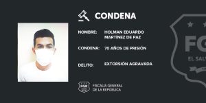 Pandillero que extorsionó a 17 comerciantes en San Martín es sentenciado a 70 años de prisión