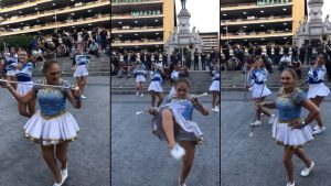 VIDEO: Yajaira encabeza grupo de cachiporras y sorprende con sensuales movimientos