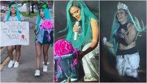 VIDEO: Ellas son las dos salvadoreñas que entregaron corona a Karol G durante concierto