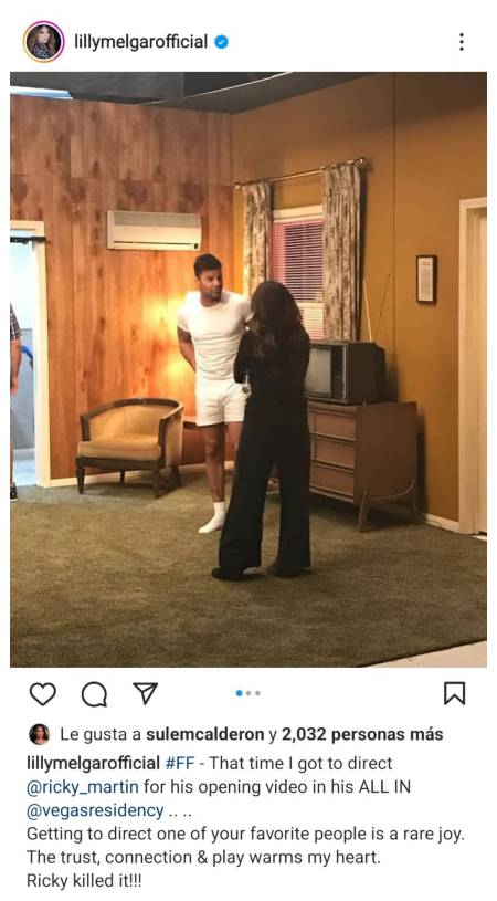 La actriz ha compartido su experiencia dirigiendo a su amigo Ricky Martin en su perfil de Instagram. Foto: imagen de carácter ilustrativo y no comercial / https://www.instagram.com/p/CSO-4-oH2ha/