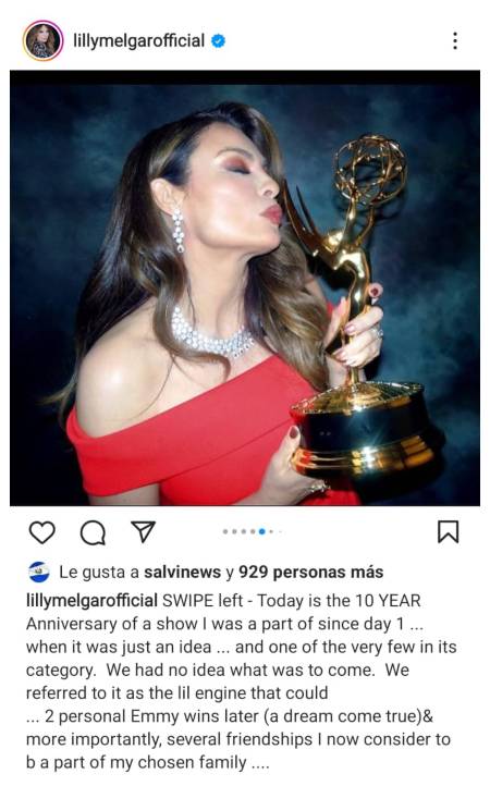 Lily Melgar recordó su triunfo en los Emmy, Foto: imagen de carácter ilustrativo y no comercial / https://www.instagram.com/p/CFJpGysptl8/