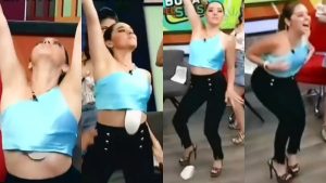 VIDEO: Presentadora de televisión vive penoso momento al caérsele relleno de su sostén