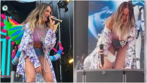 VIDEO: Captan momento exacto en el que a Belinda se le baja la presión en pleno concierto