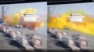 VIDEO. Explosión de gas tóxico en un puerto de Jordania causó 12 muertos y cientos de heridos