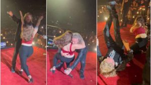 ¡Estrepitosa caída! Fher, de Maná, es derribado por una fanática en pleno escenario