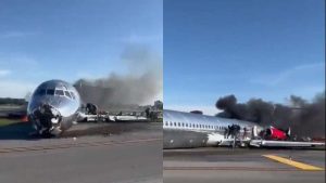 VIDEO. Momento en que avión se incendió al aterrizar en el aeropuerto de Miami