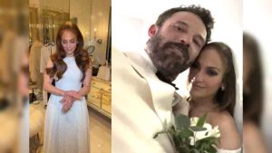 JLo no despilfarró en su boda, pero sí lo hizo con sus dos glamurosos vestidos de novia