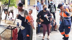 VIDEO: Barrendero se roba el show al bailar en el parque Libertad