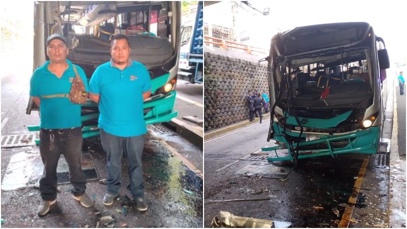 choque buses de la Ruta 52 en San Salvador