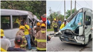 Cuatro heridos y un muerto al chocar microbús en carretera a Comalapa
