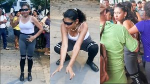 Robotina, bailarina del parque Libertad, se desmayó en pleno show