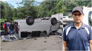 Capturan a conductor de microbús volcado en carretera Los Chorros