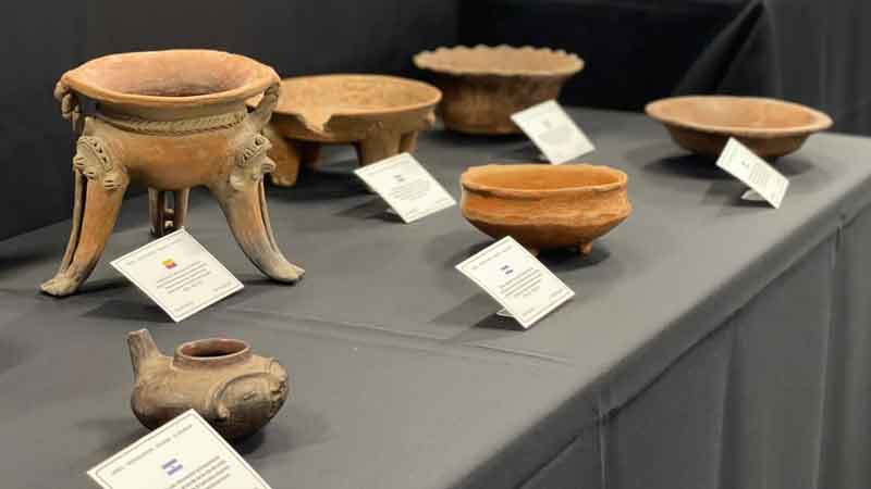 Piezas precolombinas que fueron sustraídas de El Salvador y fueron a parar a una colección privada en EE. UU. Foto Secretaría de Cultura de México