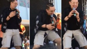 A Víctor Drija se le rompe el “short” en plena presentación