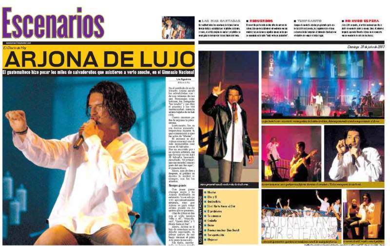 Concierto Ricardo Arjona El Salvador 2003. Archivo EDH 