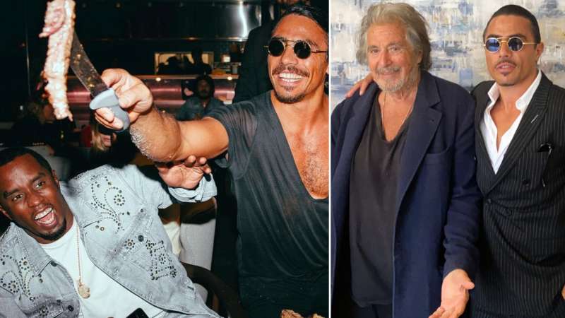 Salt Bae junto a Diddy y Al Pacino. Fotocapturas: imagen de carácter ilustrativo y no comercial / https://www.instagram.com/p/Ckiy6zIIPe2/?hl=es,  https://www.instagram.com/p/Ce_PFZFM017/?hl=es