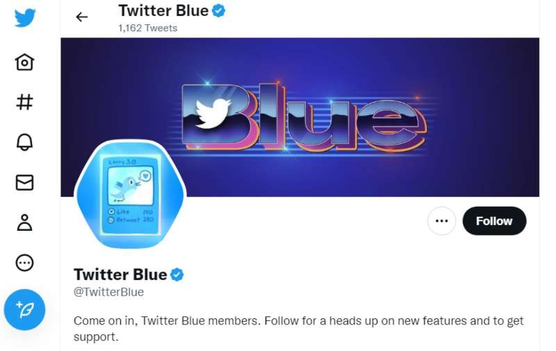 Cuenta oficial de Twitter Blue. Fotocaptura: imagen de carácter ilustrativo y no comercial / https://twitter.com/TwitterBlue