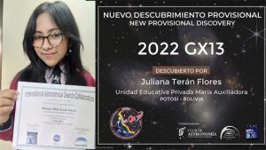 Chica boliviana de 15 años descubre un asteroide y la NASA lo reconoce
