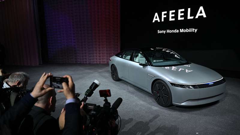 Sony y Honda presentaron en la CES 2023 Afeela, su apuesta de autos eléctricos. Foto / AFP