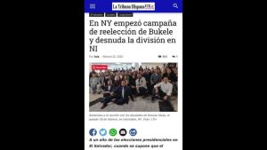 Periódico EE.UU.: Nuevas Ideas arrancó en Nueva York campaña por reelección de Bukele