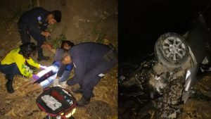 Hombre murió y una embarazada resultó lesionada en vuelco de un vehículo