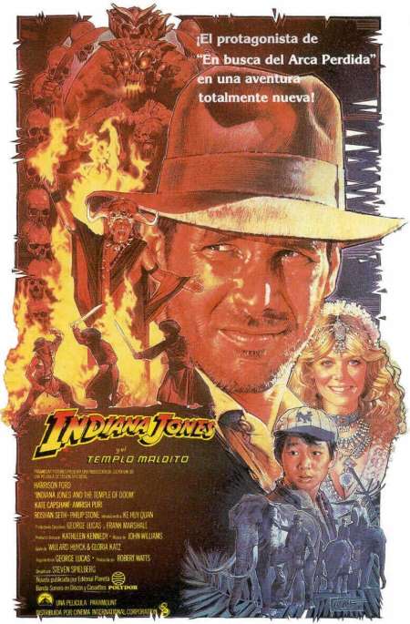 Póster de la película "Indiana Jones y el templo de la perdición" de 1984. Foto / Paramount Pictures
