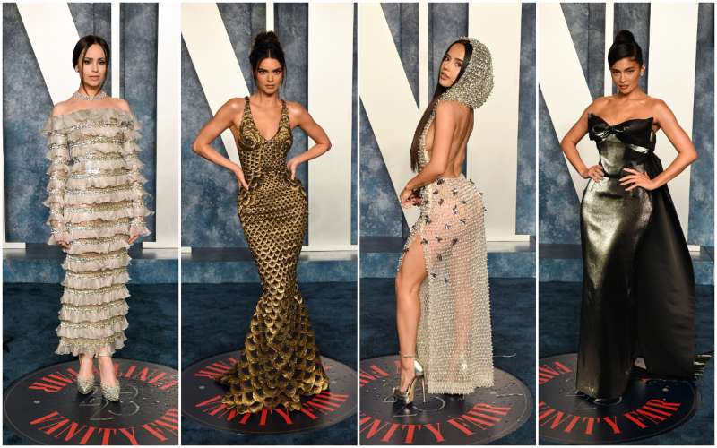 Sofía Carson, Kendall Jenner, Becky G y Kylie Jenner. Fotos / AFP