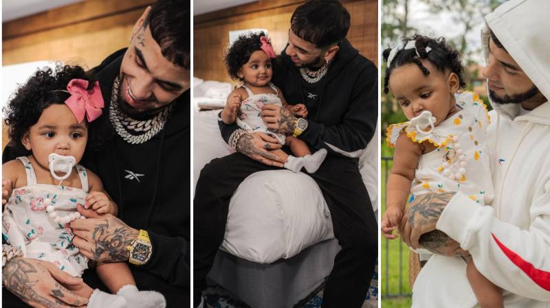 Trapero Anuel AA con su hija Gianella