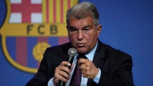 Presidente Joan Laporta Conferencia Caso Negreira Barcelona