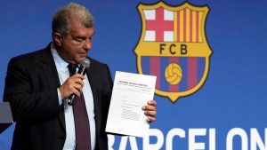 Presidente Joan Laporta Conferencia Caso Negreira Barcelona